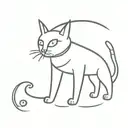 A sleek black cat with Capricorn horns and tail wrapped tattoo design idea