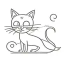 A sleek black cat with Capricorn horns and tail wrapped tattoo design idea