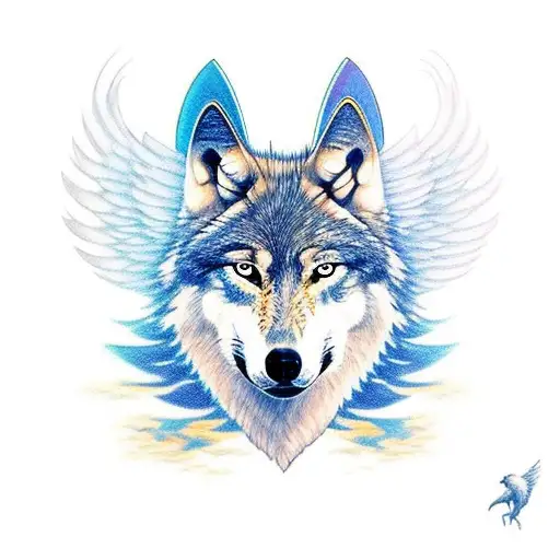 wolf with wings tattoo design idea