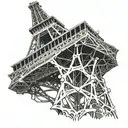 Eiffel Tower with dinosaur skeleton tattoo design idea