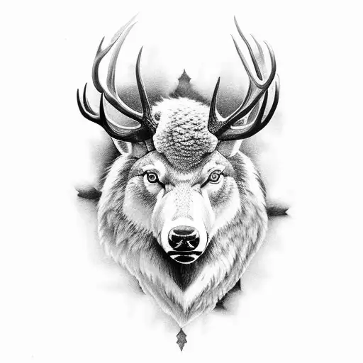 buffalos wolves deer elk bears full sleeve tattoo design idea