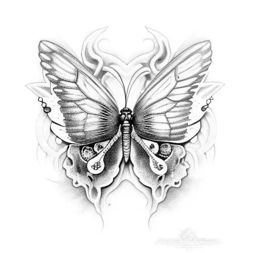 Butterfly with skulls as the wings tattoo design idea