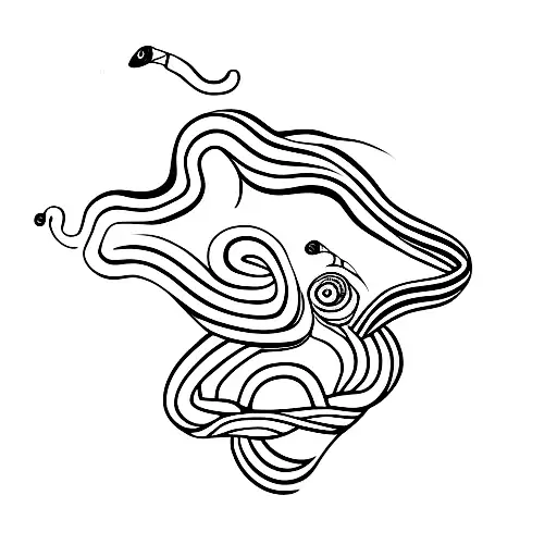 snake winding around eye with a semi colon tear tattoo design idea