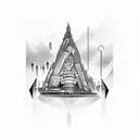 A tattoo design combining elements of technology and adventure, such as a futuristic cityscape and a motorcycle riding through it tattoo design idea