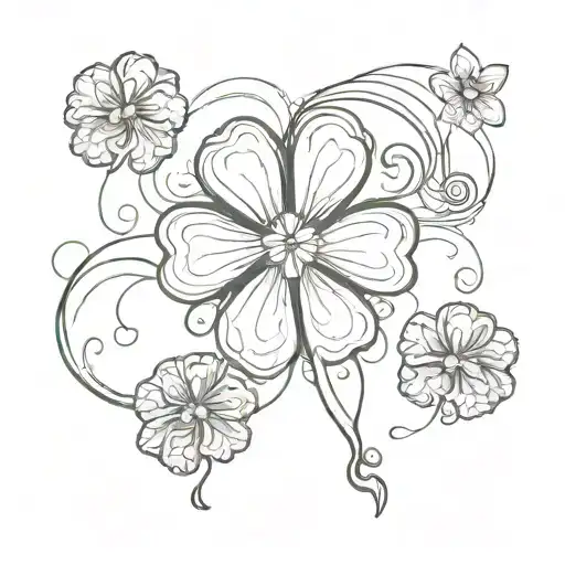 4 leaf clover surrounded by sun and moon  tattoo design idea