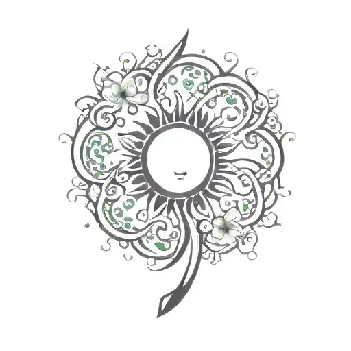 4 leaf clover sun and moon merging together representing the client's tattoo design idea