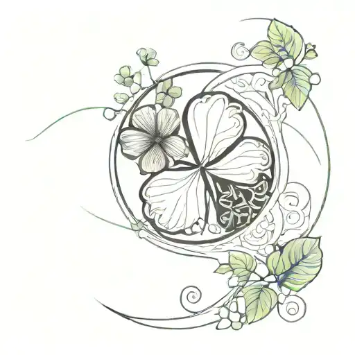 4 leaf clover inside a ying yang symbol tattoo design idea