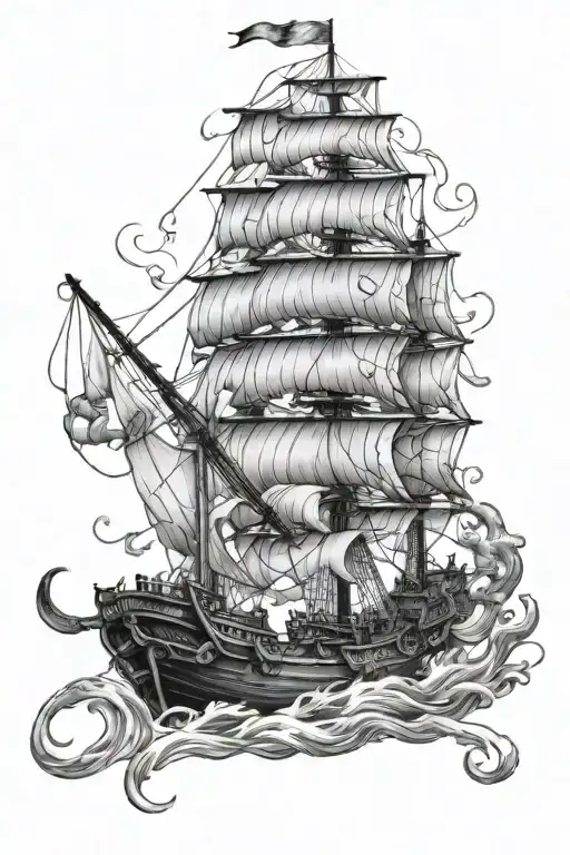 kraken ship poisedon god lighting boats storm tattoo design idea
