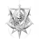 "Semper Fidelis" with a kneeling templar knight tattoo design idea