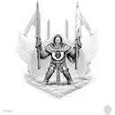 "Semper Fidelis" with a kneeling templar knight tattoo design idea