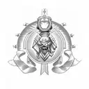 "Semper Fidelis" with a kneeling templar knight tattoo design idea