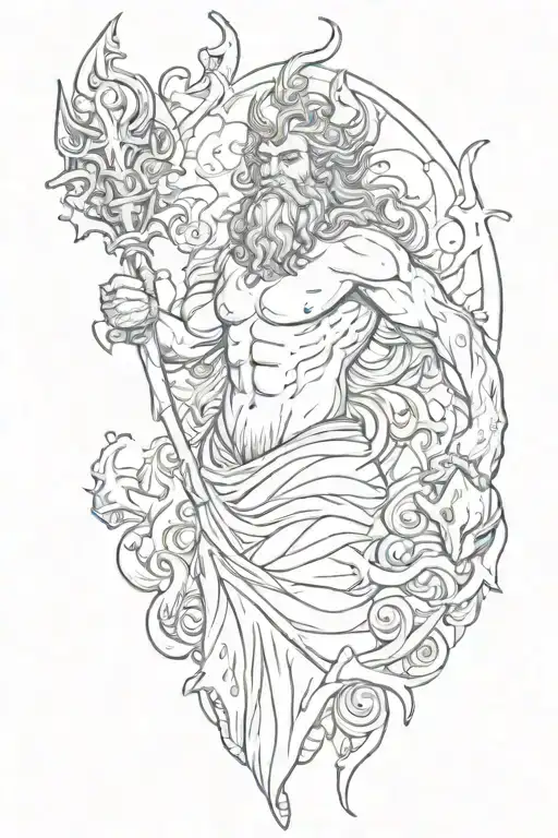 poseidon god tattoo design idea