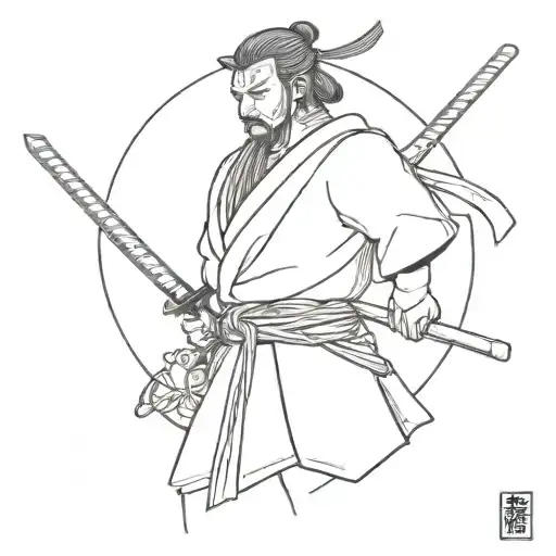 samurai alone im no hero tattoo design idea