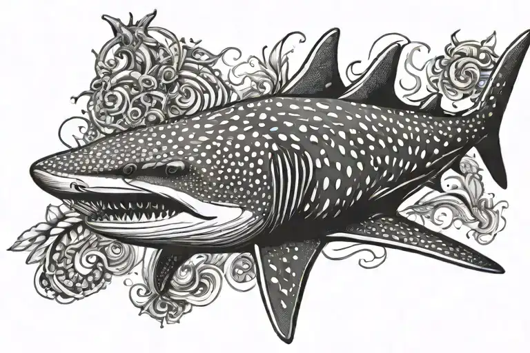 whale shark surrounded tattoo design idea