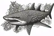 whale shark surrounded tattoo design idea