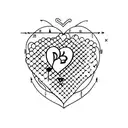 b with heart around it tattoo design idea