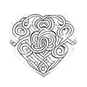 b with heart around it tattoo design idea