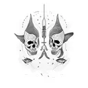 dos personas pescando tattoo design idea