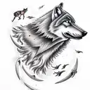wolf, harpoon tattoo design idea