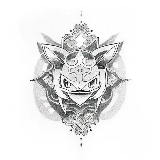 Japanese Pokemon Fantasma Tattoo Idea - BlackInk AI