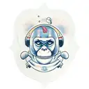 astronaut full height with chimpanzee face tattoo design idea