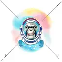 astronaut full height with chimpanzee face tattoo design idea