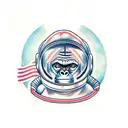 astronaut full height with chimpanzee face tattoo design idea