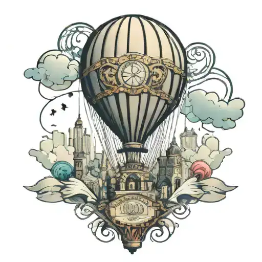 Hot Air Balloon 2024 Paris Olympics   tattoo design idea