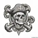 Joseph with a skull and crossbones behind with a anchor with 2-13-10 under Joseph and a fist tattoo design idea