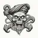 Joseph with a skull and crossbones behind with a anchor with 2-13-10 under Joseph and a fist tattoo design idea