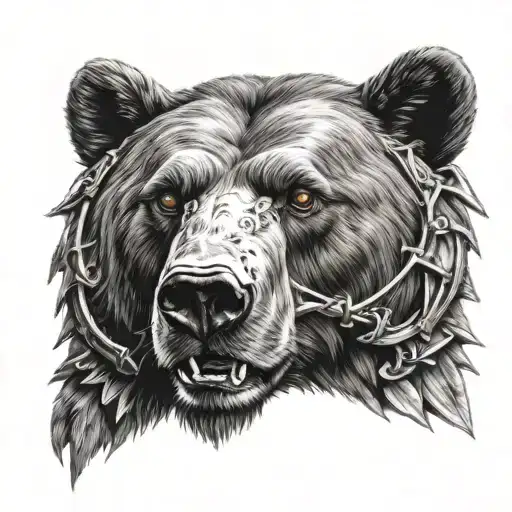 Bear with armor and domon eyes tattoo design idea