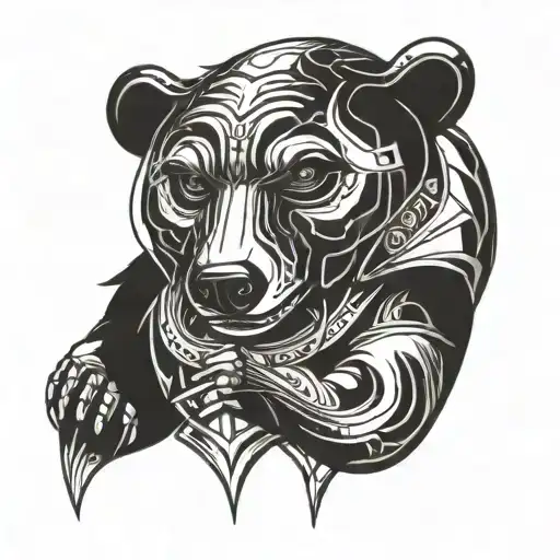 Bear with armor and domon eyes tattoo design idea