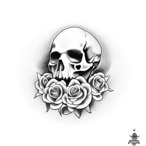 gun with skull and rose  tattoo design idea