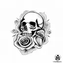 gun with skull and rose  tattoo design idea