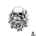 gun with skull and rose  tattoo design idea