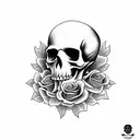 gun with skull and rose  tattoo design idea