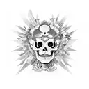 the godess of temprance as a skeleton in 1800s medical journal style  tattoo design idea