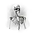 the godess of temprance as a skeleton in 1800s medical journal style  tattoo design idea