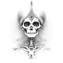 the godess of temprance as a skeleton in 1800s medical journal style  tattoo design idea