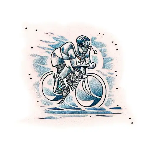 A dynamic triathlon scene tattoo design idea