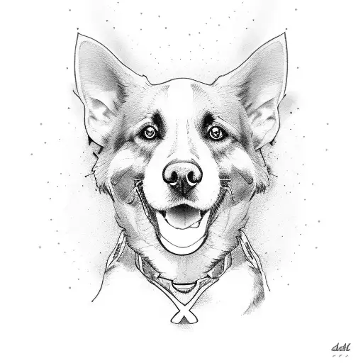 A dynamic triathlon scene with a dog cheering on the sidelines tattoo design idea