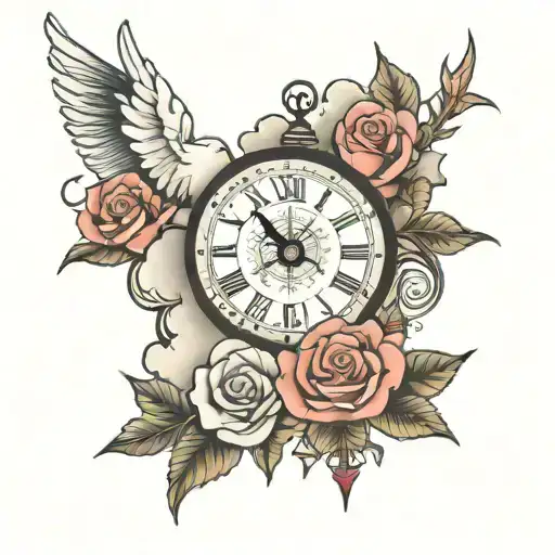 cloud,Star, music,rose,clock tattoo design idea