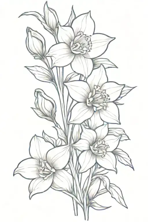 Daffodil, Daisy, and Morning Glory tattoo design idea