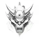 Oni Mask, simple, morbid, gothic, cracked tattoo design idea