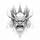 Oni Mask, simple, morbid, gothic, cracked tattoo design idea