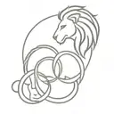 An infinity symbol with a lion and lioness intertwined, symbolizing your favorite things and your commitment to your family tattoo design idea