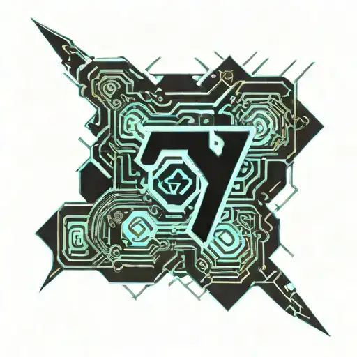 cyber tribal tattoo of the number 8 tattoo design idea