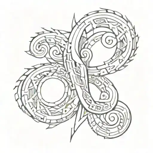 cyber tribal tattoo of the number 8 tattoo design idea