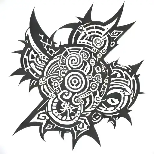 Cyber tribal tattoo include the number 8 tattoo design idea