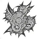 Cyber tribal tattoo include the number 8 tattoo design idea